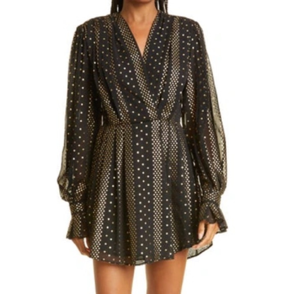 Sabina Musayev Amara Polka Dot Long Sleeve Mini Dress